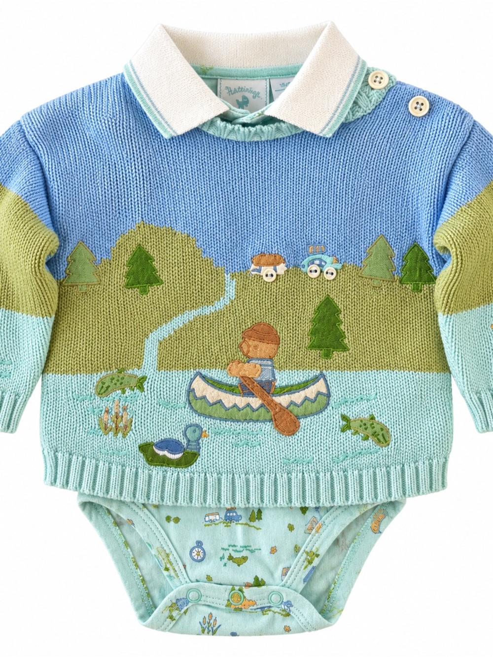 Hartstrings Baby 12M Vintage Y2K Canoe Sweater Bodysuit Set